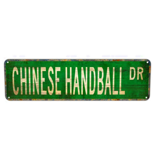 TITEXO Vintage Metal Tin Sign Chinese Handball Dr Retro Aluminum Wall Decor for Home Bar Office Outdoor Sports Recreation Player Fan Style Art Decoration 4x16 Inch