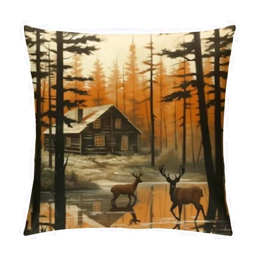 HOMICOZI Rustic Lodge Animals Bear Moose Deer Throw Pillow Covers Cushion Decorative Square Pillow Cases for Couch Sofa Bed