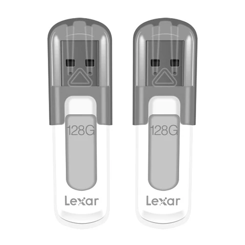 Lexar 128GB 2-Pack JumpDrive V100 USB 3.2 Gen 1 Flash Drive for Storage Expansion and Backup, Up To 100MB/s Read, Gray (LJDV100128G-B2HNU)