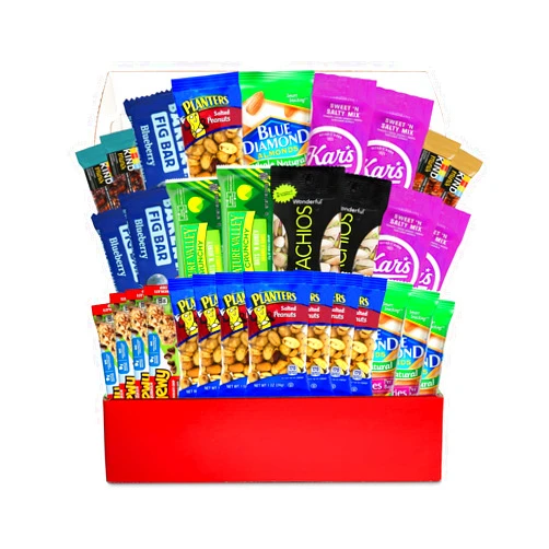 BUNDLE O SNACKS Variety Snacks Care Pack (32 Count) Healthy Snacks Care Package Grab And Go Variety Mix of Assorted Packaged Nuts, Peanuts, Almonds, Trail Mixes, Nut Bars & More For Breakfast, College, Work, Fitness