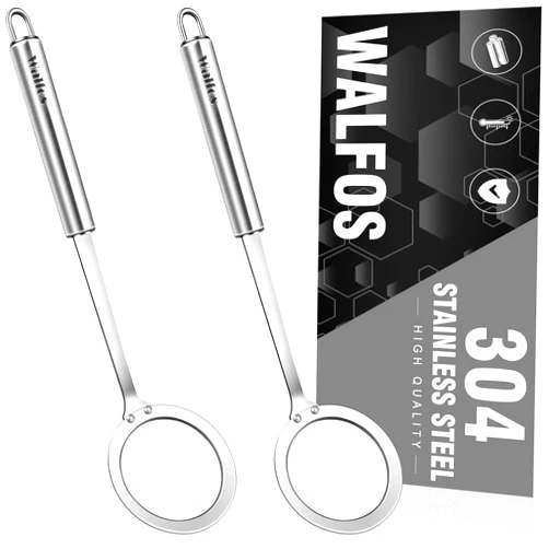 Walfos Skimmer Spoon,304 Stainless Steel Fine Mesh Strainer,Foam Strainer Oil Filter,Ultra Fine Mesh Strainer Perfect For Separation Of The Floating Foam,Fat,Set fo 2