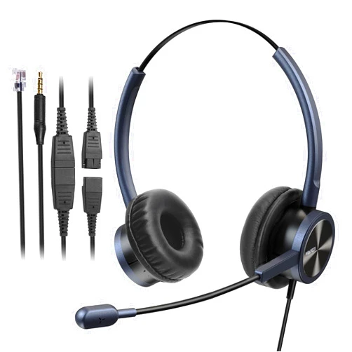 MAIRDI Telephone Headset with Microphone Noise Canceling, Binaural with RJ9 Jack & 3.5mm Connector for Office Call Center Deskphone Cell Phone PC Laptop, Work for Cisco 7941 7965 6941 7861 8811 8961