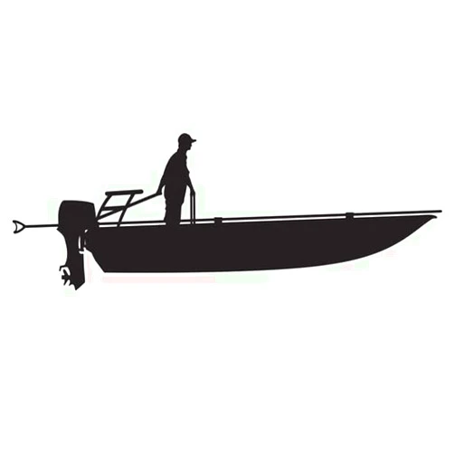 Skiff Life Tiller Skiff Decal Sticker by Skiff Life Black No Skiff Life Text