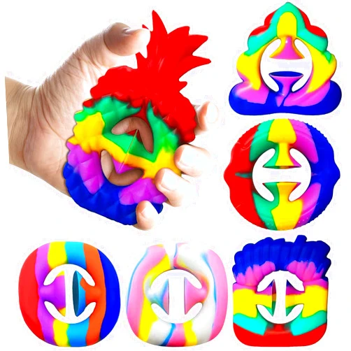 SOJUFOG Snappers Fidget Toy, 6 Pack Funny Suction Cup Stress Relief Toy, Click Finger Sensory Fidget Toy, Silicone Push Toy for Children White Collar Adults