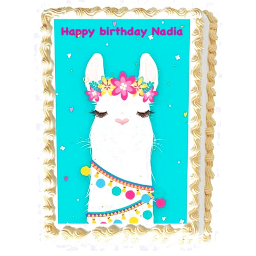 EDIBLEIMAGECAKETOPERS EDIBLEIMAGECAKETOPERS Edible Llama Alpaca Cute Cake Birthday Party Topper Image Decoration Frosting 1/4 Sheet