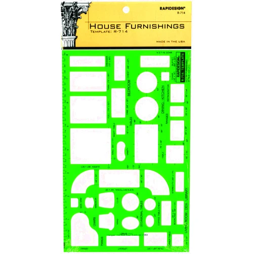 Rapidesign House Furnishings Template, 1/4 Inch = 1 Foot Scale, 1 Each (R714)
