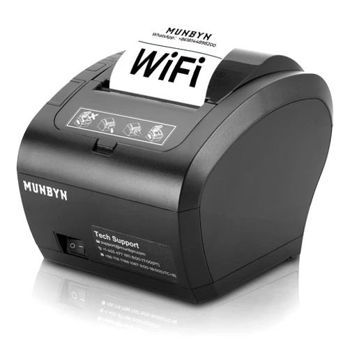 MUNBYN WiFi Receipt Printer with USB Port, 80mm POS Printer Works with Square Mac Windows Chromebook Linux Cash Drawer, ESC/POS (P047 WiFi), Do Not Support Paypal Zettle Shopify Vagaro Kyte Bluetooth