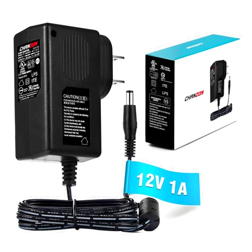 Chanzon 12V 1A 12W UL Listed Switching Power Supply Adapter (Input AC 100~240V, Output DC 12 Volt 1 Amp), Wall Wart Transformer for LED Light Strips, CCTV, Routers (6Ft Cord 6 Watt Max)