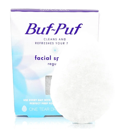 Buf-Puf Facial Sponge, Dermatologist Developed, Removes Deep Down Dirt & Makeup That Causes Breakouts and Blackheads, Reusable, Exfoliating, White, 1 Count