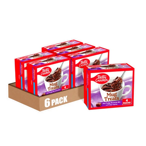 Betty Crocker Mug Treats Hot Fudge Brownie Mix with Fudge Topping, 4 Servings, 13.9 oz. (Pack of 6)