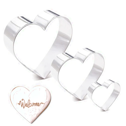 Kanntie 3 Pieces Heart Cookie Cutter Set - Premium Stainless Steel