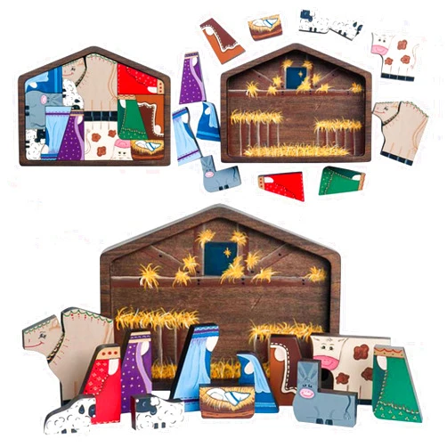 WMTBSRSW Wooden Nativity Scene Puzzle Set, Wooden Jesus Puzzle Statue, Nativity Puzzle with Wood Burned Design, Nativity Set Wooden Puzzle for Adults and Kids, Wooden Nativity Set Puzzles Birthday Gifts