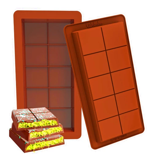 Webake Deep Chocolate Bar Molds 2 Pack, 1 Inch Deep Large and Thick Silicone Chocolate Bar Molds for Stuffed Bar, Big Chocolate Candy Bar Mold for Filling Knafeh Pistachio Chocolate Bar