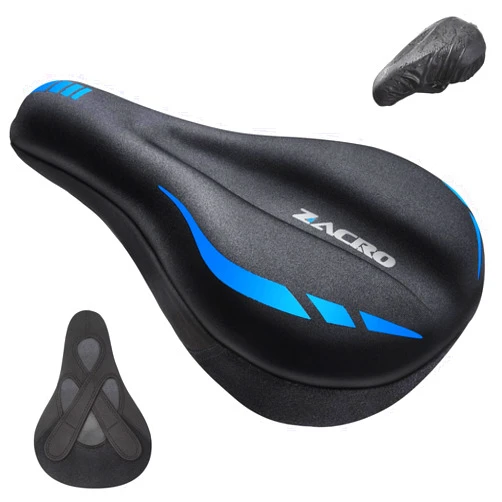 Zacro Bike Seat Cushion - Gel Padded Bike Seat Cover for Men & Women Comfort, Adjustable Velco Secure Bicycle Cushion, Upgraded Installation Fit with Peloton, Indoor & Outdoor Bicycle Saddle(11