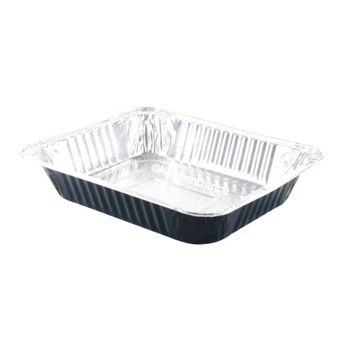 KitchenDance.com KitchenDance Disposable Colored Aluminum Foil Half Size Steam Table Pans - Rectangular Baking Pan for Hotels and Restaurants, Heavy Duty Pans for Baking, Preparing Food, 53900 (25, Black)