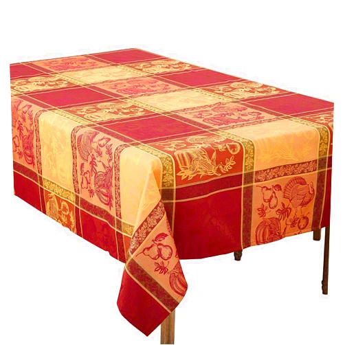 Fennco Styles Holiday Jacquard Warm Thanksgiving Decorative Table Linens Tablecloth (72