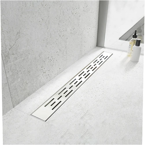 Elefloom Linear Shower Drain, Shower Drain 24 inch with Bar Pattern Grate, Durable AISI 304 Stainless Steel Shower Drain, Linear Drain with Hair Strainer and Leveling Feet