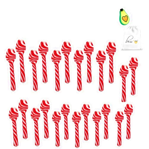 LJIF BCL Peppermint Sugar Cane Spoons 24ct (4 Boxes of 6 packs each) Edible Candy Cane Spoons Hot Chocolate and Coffee Bulk Christmas Favors Stocking Stuffers & CUSTOM Storage Carrier