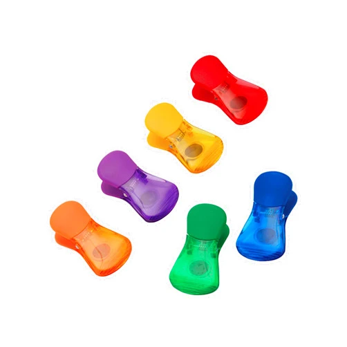 Farberware Heavy Duty 6 Piece Wide Bag Clip Set, Assorted Colors Magnetic Food Sealing Clips for Chips, Snacks and Organization
