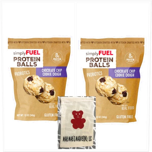 Mae Mae's Marketing, LLC (2 Pack) Simply Fuel Chocolate Chip Cookie Dough Protein Balls, 12 oz. - Mae Mae's Marketing, LLC Bundle