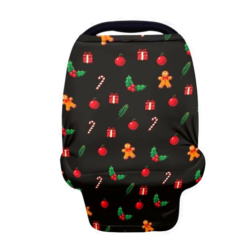 Forchrinse Christmas Baby Car Seat Cover Candy Cane Print Stretchy Breastfeeding Nursing Cover Soft Multi Use Cover for Shopping Cart/High Chair/Stroller