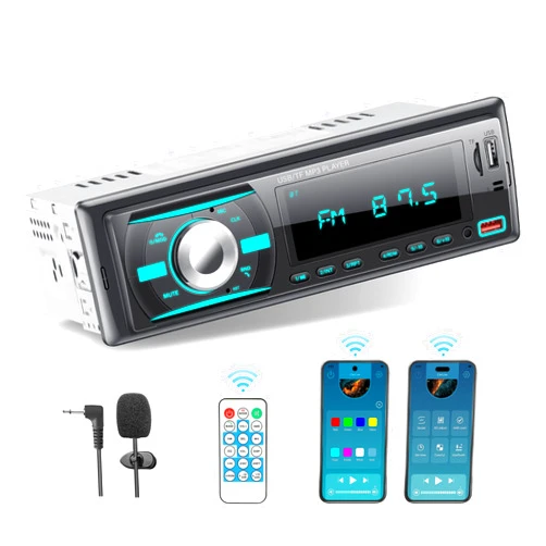 LSLYA Single Din Car Radio, Car Stereo Radio with Bluetooth Handsfree with App Control Supports FM/AUX/EQ/TF,External Microphone Connector and Two USB Ports...
