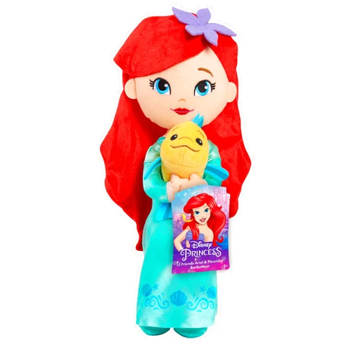 Disney Princess Lil' Friends Ariel & Flounder 14-inch Plush Doll, Kids Toys for Ages 3 Up by Just Play
