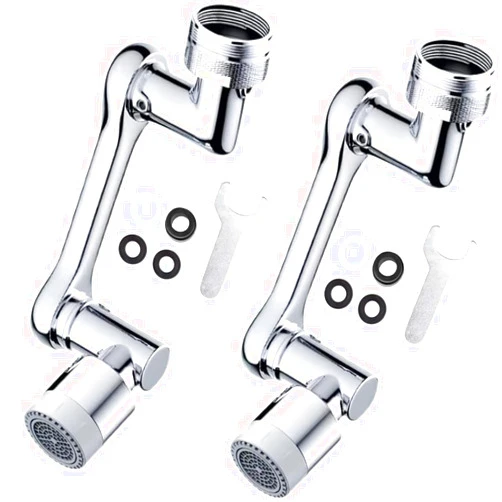ZCLNYVGJ 1080° Rotating Faucet Extender, 2 Pcs Large Angle Rotating Splash Filter Faucet Aerator with 2 Water Outlet Modes, Universal 1080° Swivel Extension Faucet Aerator, Faucet Extender for Bathroom Sink