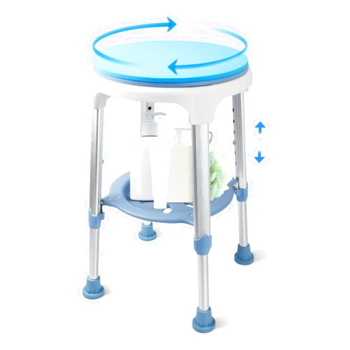 Boiarc Shower Stools for Adults Sitting, Swivel Shower Chair for Inside Tub, Small Shower Chair for Inside Shower with Storage Tray, Adjustable Bath Seat for Seniors, Disabled, Handicap, Injured (350lbs)