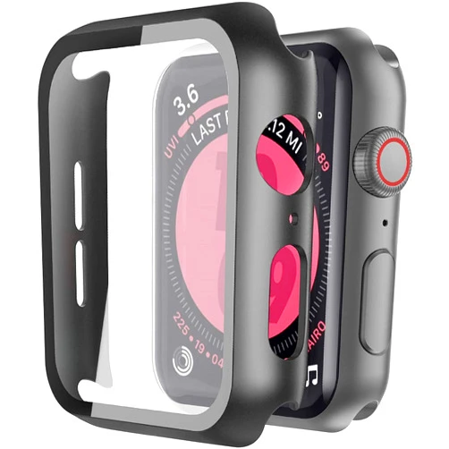 Roity [2 Pack] Roity 44mm Case Built in Tempered Glass Screen Protector Compatible for Apple Watch Series 6 SE Series 5 Series 4 44mm, Ultra-Thin Shockproof Hard PC Full Protective Cover for iWatch, Black