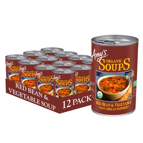 Amy's Amy’s Soup, Vegan Red Bean and Vegetable Soup, Gluten Free, Made With Organic Zucchini, Carrots, Onions, Beans, Canned Soup, 14 Oz (12 Pack)