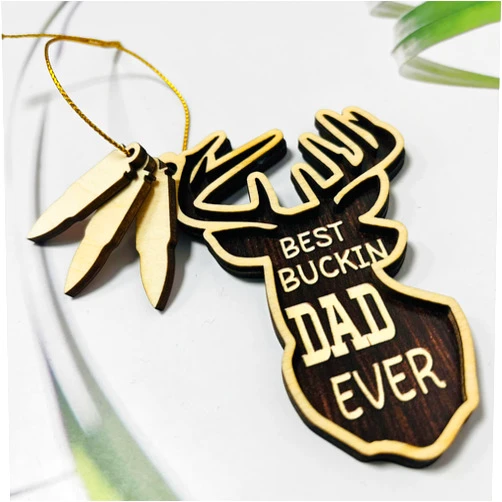 BEETHIS DIY Personalized Deer Hunting Christmas Ornament, Hunting Dad Ornament, Deer Buck Hunting Ornaments for Christmas Tree, Xmas Gift for Deer Hunter Dad Grandpa from Kids, Best Buckin Dad Ever 5 Bullets