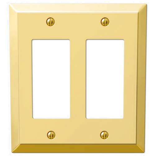 Amerelle Century Double Rocker Steel Wallplate in Polished Brass
