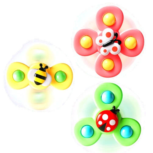 ALASOU 3PCS Suction Cup Spinner Toys for 1 Year Old Boy Girl|Spinning Top Baby Toys 12 18 Months|1 2 Year Old Boy Birthday Gift|Baby Bath Toys for Kids Ages 1-3|Sensory Toys for Toddlers 1-3