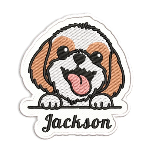 5SECOM Custom Embroidered Dog Name Patches, Personalized Shih Tzu Dog Patch Sew Iron on Repair Embroidered Applique DIY Craft Decorative Gifts for Dog Lovers Clothing Jacket Backpack Hat