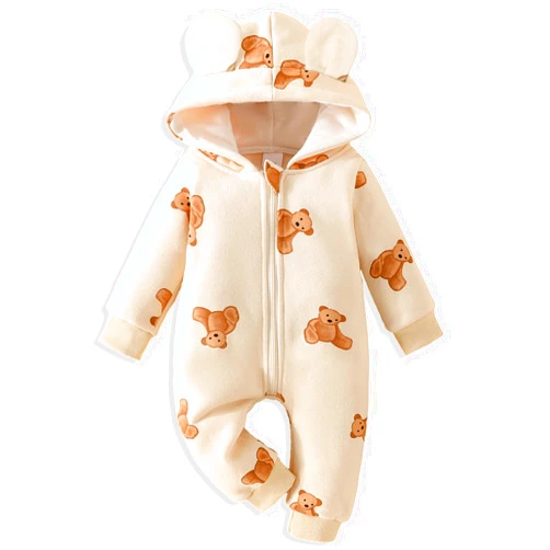 AMAWMW Newborn Baby Girl Winter Outfit Hooded Jumpsuit Infant One Piece Romper Baby Warm Snowsuit Clothes Gifts Set