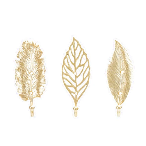 SOFFEE DESIGN Set of 3 Vintage Single Hooks Golden Leaves Retro Ornate Stylefor Room Wall Decoration Coat Hat Scarf Hanging Entry Hooks