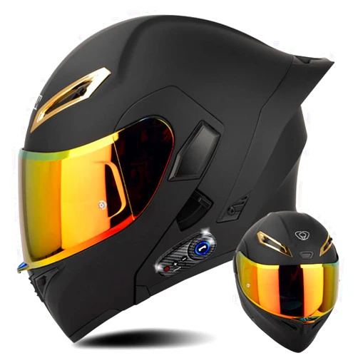 ESRADA Full Face Bluetooth Modular Motorcycle Helmet, DOT Approved for Men Women Adults, Dual Visors Flip up, Integrated Bluetooth, Carbon Fiber Shell