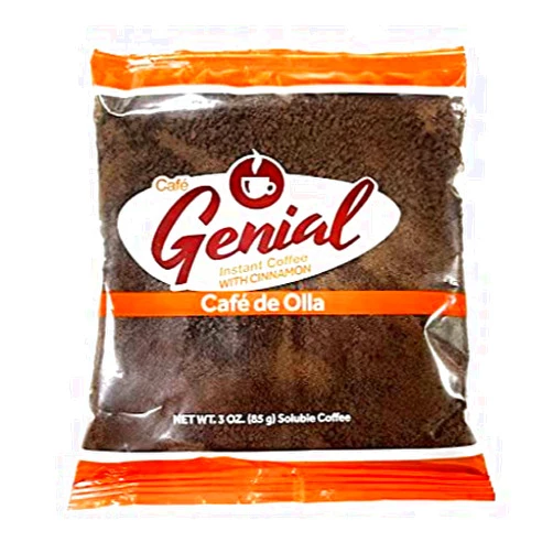 Cafe Genial Instant Coffee with Cinnamon, Cafe de Olla instant Coffee, Soluble Coffee (4 Pack)