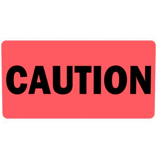 Labelvalue Caution Veterinary Labels/Stickers, 2” x 1”, 500 Labels Per Roll, Fluorescent Red | Cage, Chart, Files, and Record Labels - Veterinary Clinics & Hospitals | LabelValue.com