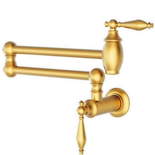 GIMILI Pot Filler Brushed Gold Kitchen Sink Pot Filler Faucet Wall Mount Kitchen Faucets Over Stove Faucet Brass Folding Faucet with Double Joint Swing Arms
