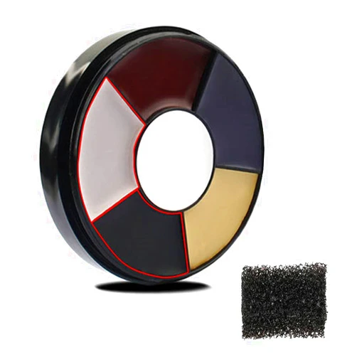 Go Ho Clown White Black Face Body Makeup,6 Colors Wheel for Special Effects Zombie Makeup Kit,Halloween Professional Makeup Palettes with Sponge,Non Toxic