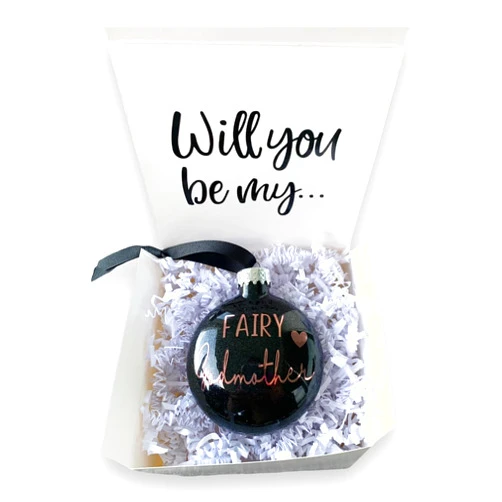 BallyandLis Fairy Godmother Ornament, Godmother Gift, Godmother Christmas Ornament, Godmother Proposal Gift, Will you be my Godmother,Godmother Gift Box