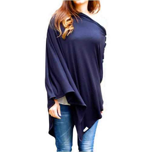 Byrd & Blume Maternity Nursing Cover Breathable Lightweight Breastfeeding Cover Wrap Shawl Scarf Poncho Full 360 (Navy, One Size)