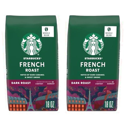 Starbucks Dark Roast Whole Bean Coffee — French Roast — 100% Arabica — 1 bag (18 oz) (Pack of 2)