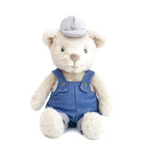 MON AMI Eddie The Bear Stuffed Animal – 11’’, Dressed in Overalls, Teddy Bear Plush for Baby Shower, Cute Plushies for Kids of All Ages