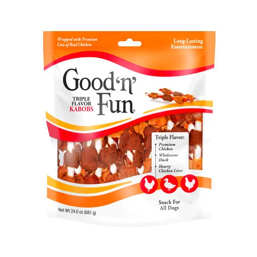 Good 'n' Fun Good'N'Fun Triple Flavored Rawhide Kabobs for Dogs, 1.5 Pound (Pack of 1)