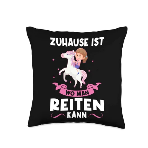 Mädchen & Pferde Geschenk Zuhause ist wo Man kann Reiten Mädchen Throw Pillow, 16x16, Multicolor