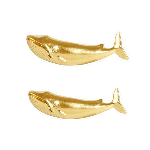 SOFFEE DESIGN Set of 2 Vintage Metal Cabinet Knob Dresser Drawer Pulls with Blue Whale Shape, Distressed Occean Style Closet Handles, Antique Door Knobs with Mounting Screws - Gold