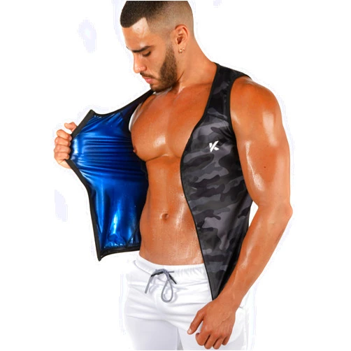 Kewlioo Men's Heat Trapping Zipper Sweat Enhancing Vest - Sauna Suit Shirt Compression Vest Shapewear Top for Gym Exercise
